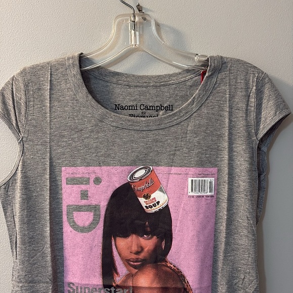 FIORUCCI Gray Naomi Campbell Printed Graphic T-Shirt Cap Sleeve Size Small - Picture 3 of 8